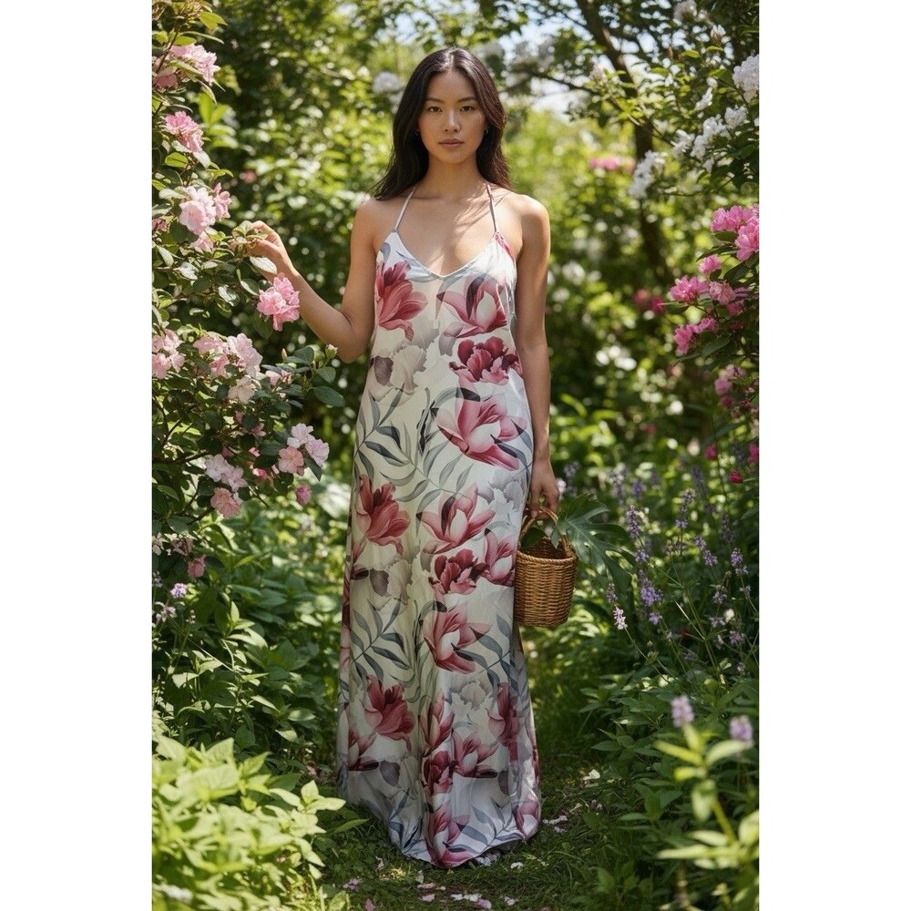 Hawaii Hangover Women’s Multicolor Maxi Dress Size M Misty Lotus Floral Beach
